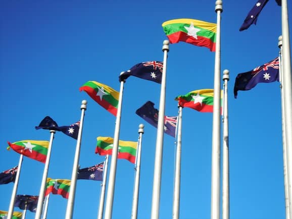 Myanmar-and-Australian-flags